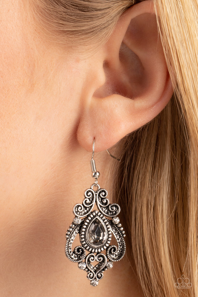 Palace Perfection Earring - Silver - Paparazzi Accessories