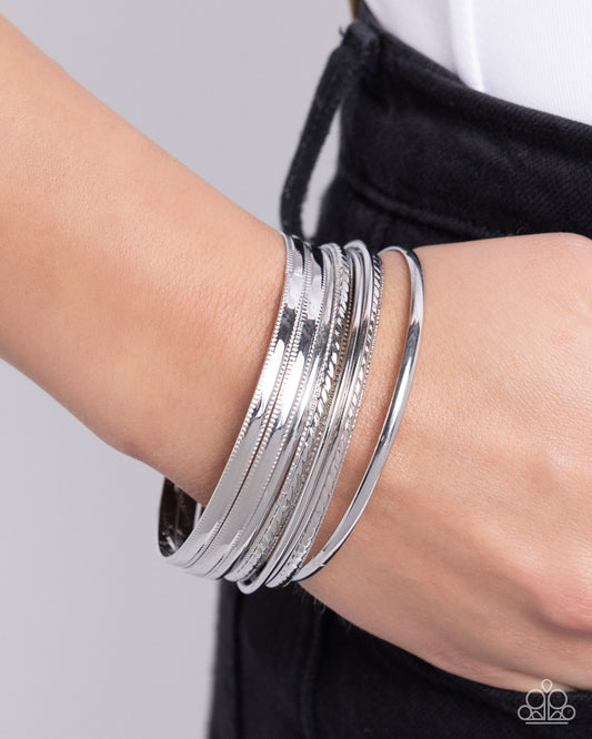 Stackable Shimmer - Silver Bracelet - Paparazzi Accessories