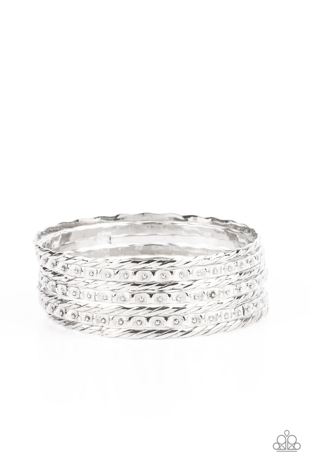 Back-To-Back Stacks - Silver - Paparazzi Accessories