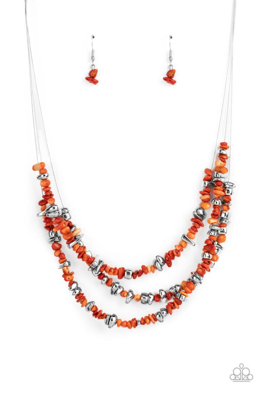 Placid Pebbles - Orange - Paparazzi Accessories