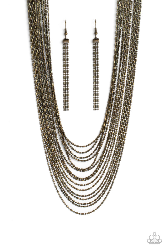 Cascading Chains - Brass - Paparazzi Accessories