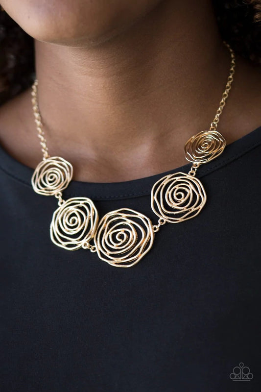 Rosy Rosette - Gold - Paparazzi Accessories